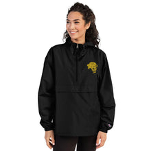 Load image into Gallery viewer, Women&#39;s Embroidered Champion Packable Jacket - Black - UnFazed Tees
