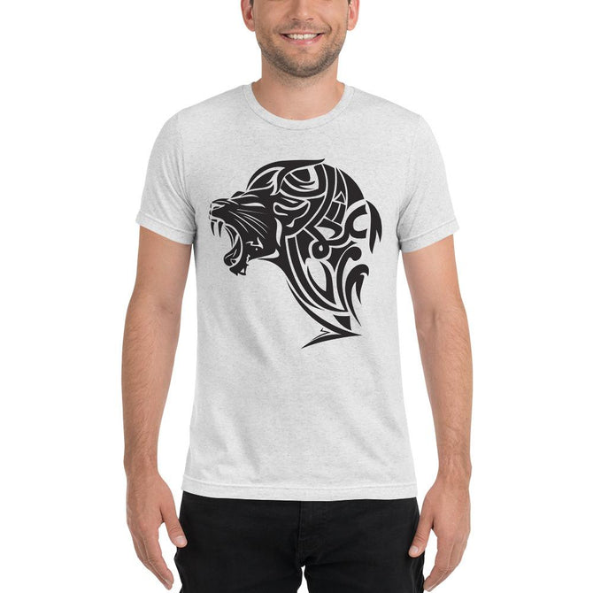 Short sleeve tri-blend Lion t-shirt - White - UnFazed Tees