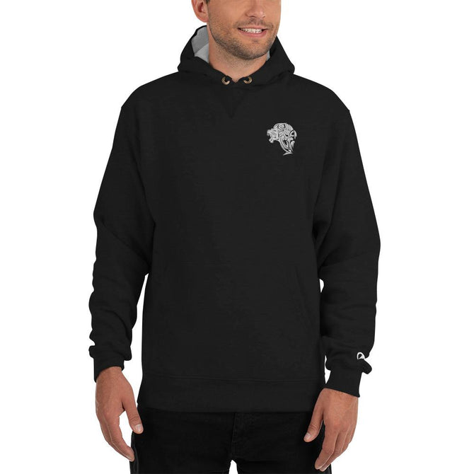 Champion Embroidered Winter Lion Hoodie - Black - UnFazed Tees