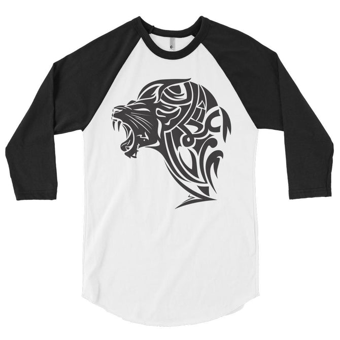 3/4 sleeve raglan shirt - White/Black - UnFazed Tees