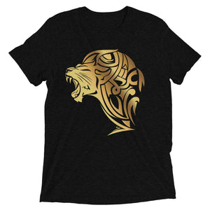 Short sleeve tri-blend Lion t-shirt - Solid Black - UnFazed Tees