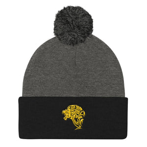 Lion Black & Grey Pom Pom Knit Cap - UnFazed Tees