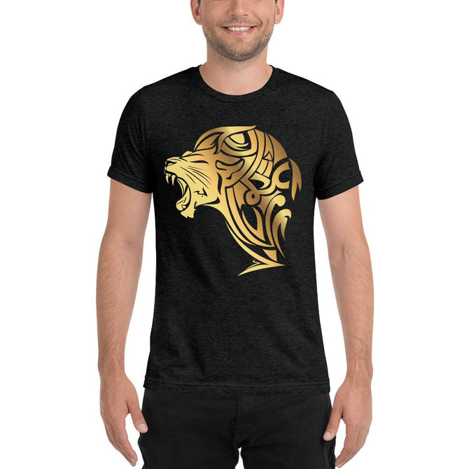 Short sleeve tri-blend Lion t-shirt - Charcoal Black - UnFazed Tees