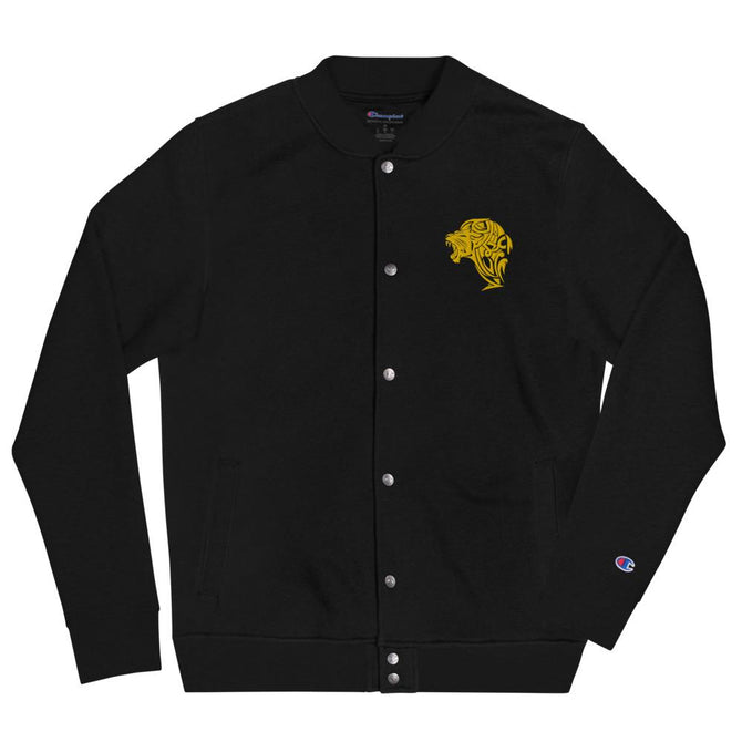 Women's Embroidered Champion Bomber Jacket - Black - UnFazed Tees