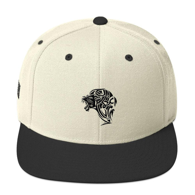 Black & Natural Creme Snapback Lion Hat - UnFazed Tees