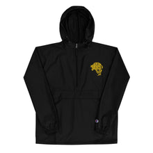 Load image into Gallery viewer, Embroidered Champion Packable Jacket - Black - UnFazed Tees
