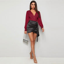 Load image into Gallery viewer, The Bowery Surplice Bodysuit - Burgundy - UnFazed Tees
